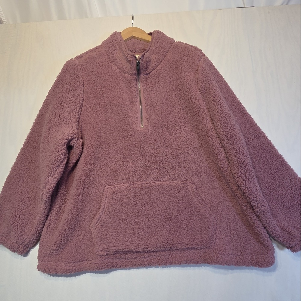 Style & Co Women's 2X Smoky Rose Sherpa Fleece Quarter Zip Pullover NWT